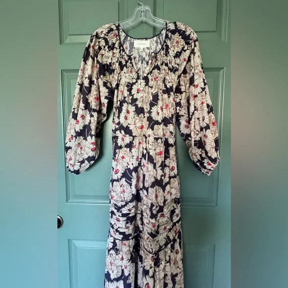 ❤️ THE GREAT FLOWY DAISY FLORAL COTTON MIDI DRESS BALLOON SLEEVES PEASANT BOHO - Picture 3 of 10